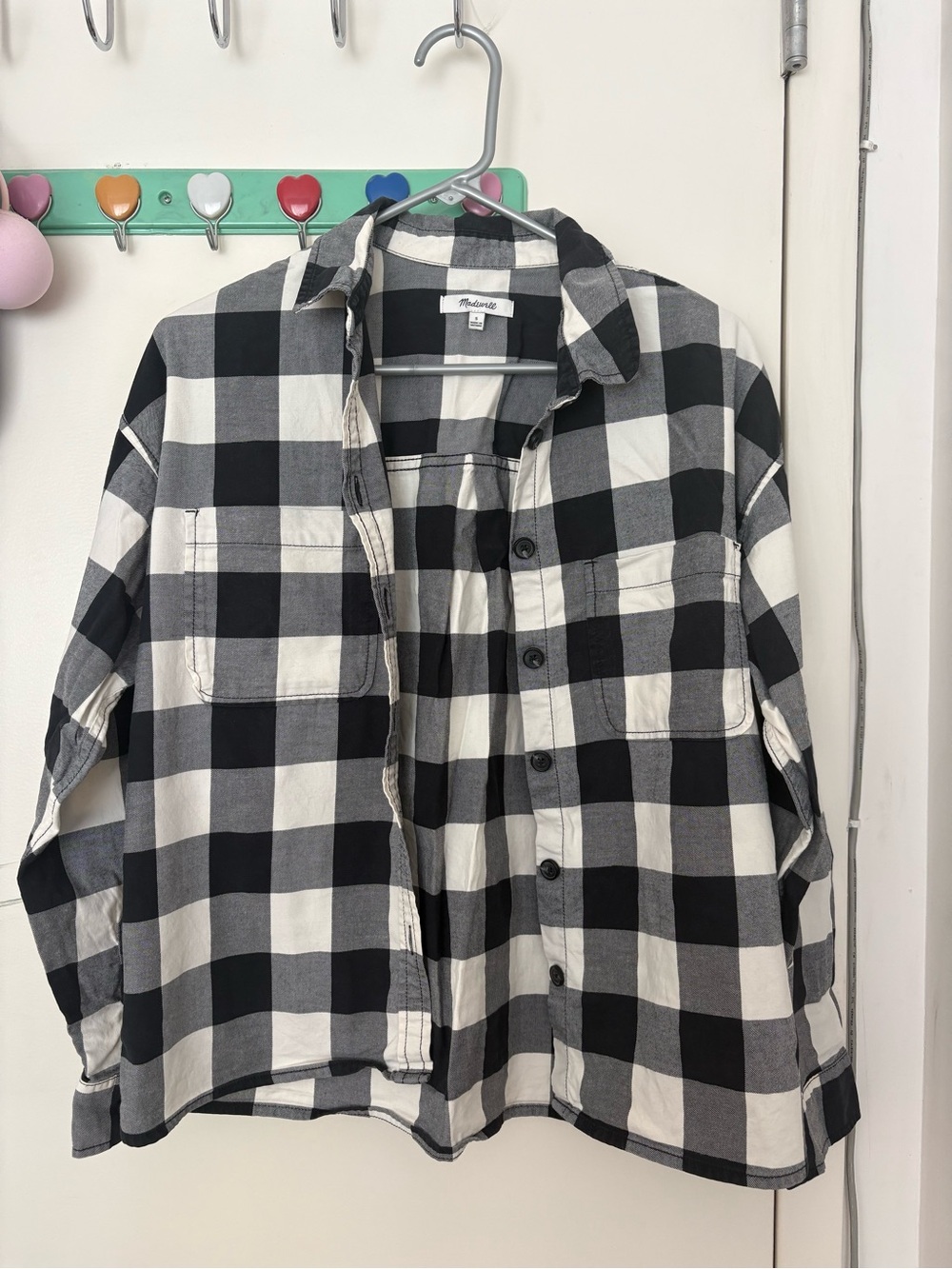 Madewell Black & White Buffalo Plaid Button-Up Shirt size small